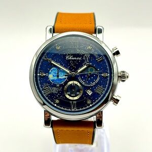 Starry Night watch with leather/silicone magnetic strap
- Functional Chronograph
